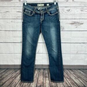 Buckle BKE Jeans Womens 29 Blue Sabrina Embellished Straight Western Cowgirl